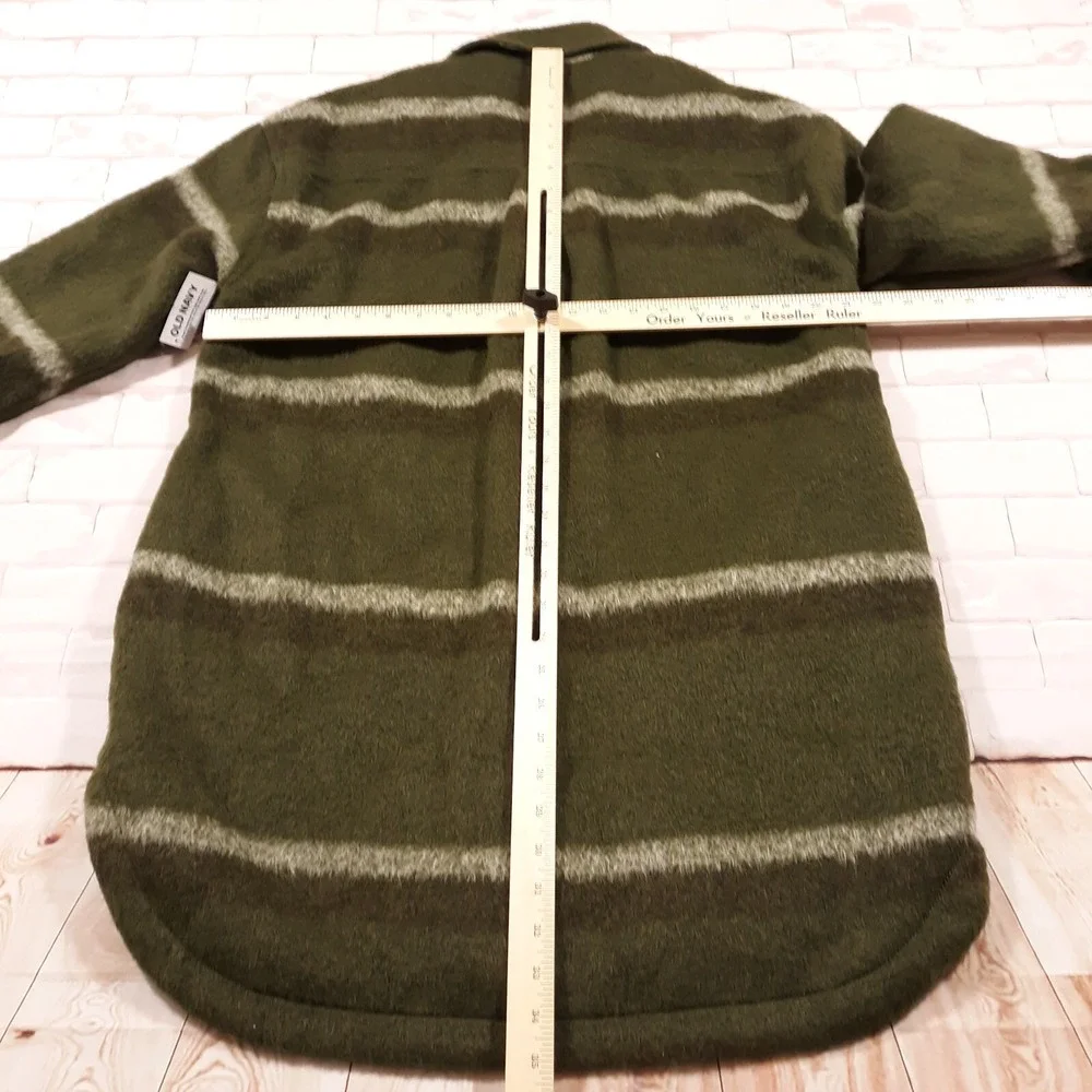Old Navy Wool Blend Car Coat Womens M Green 4 Button Notch Lapel Heavyweight NEW